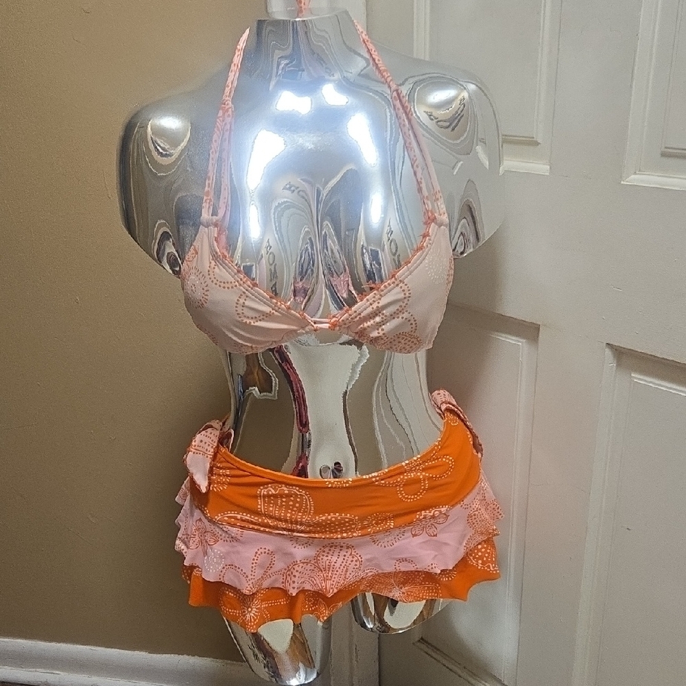 Vibrant Orange and Pink Bikini Set - Picture 9 of 16